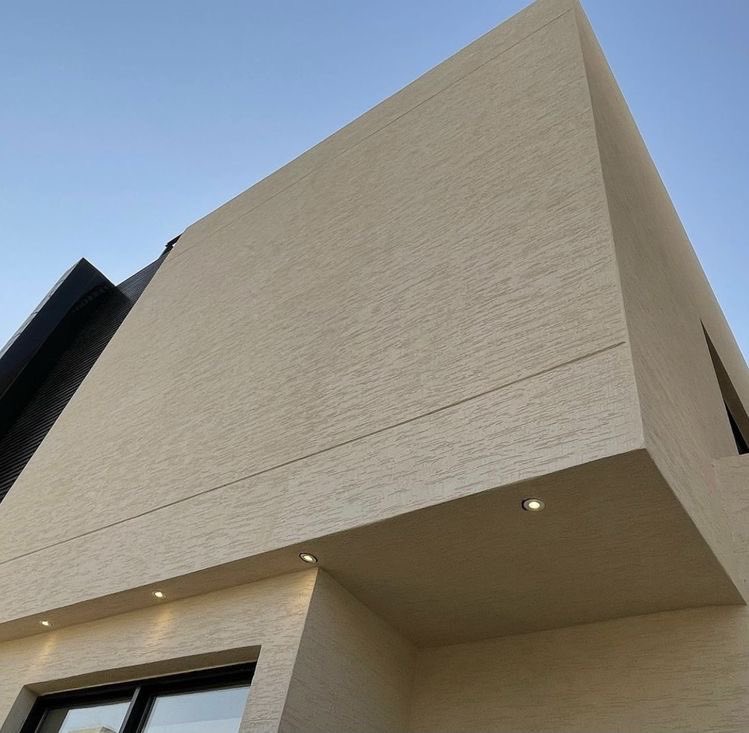 دهانات خارجية لواجهة مبنى تجاري باللون الرمادي الفضي - مقاومة للجو - الرياض